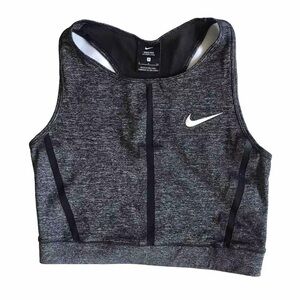 NIKE PRO HYPERCOOL Women’s TANK TOP DRI FIT CROPPED GREY BLACK MESH Size Small